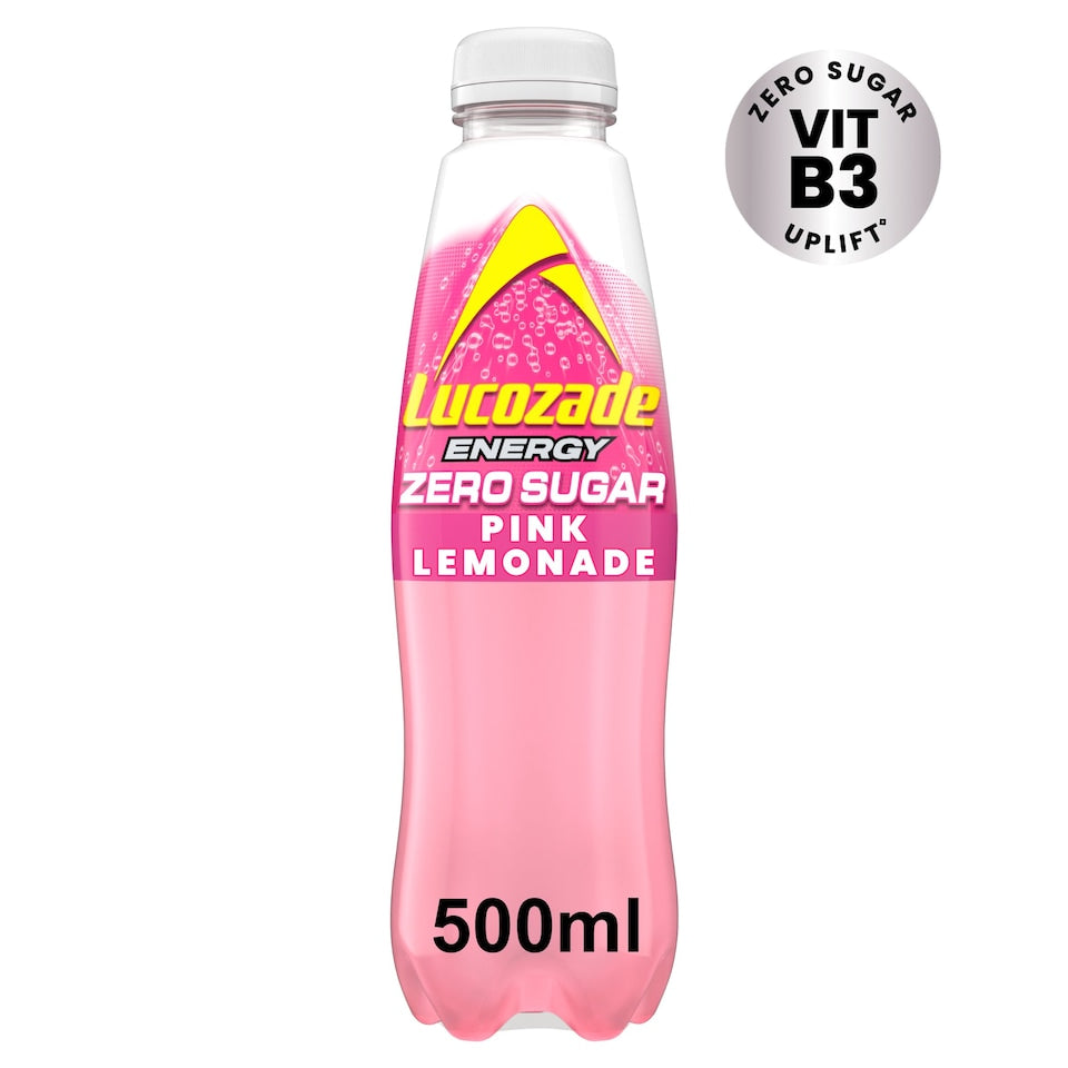 Lucozade Zero Sugar Pink Lemonade Energy Drink 500ml