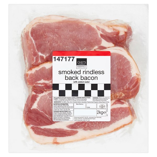 Chefs Essentials Bacon Smoked Back Rindless 2kg