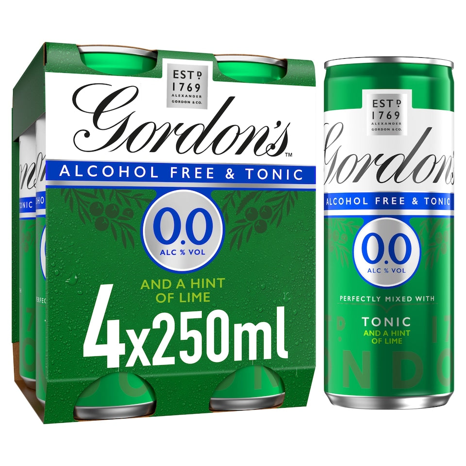 Gordons Alcohol Free Tonic 4 x 250ml 0%