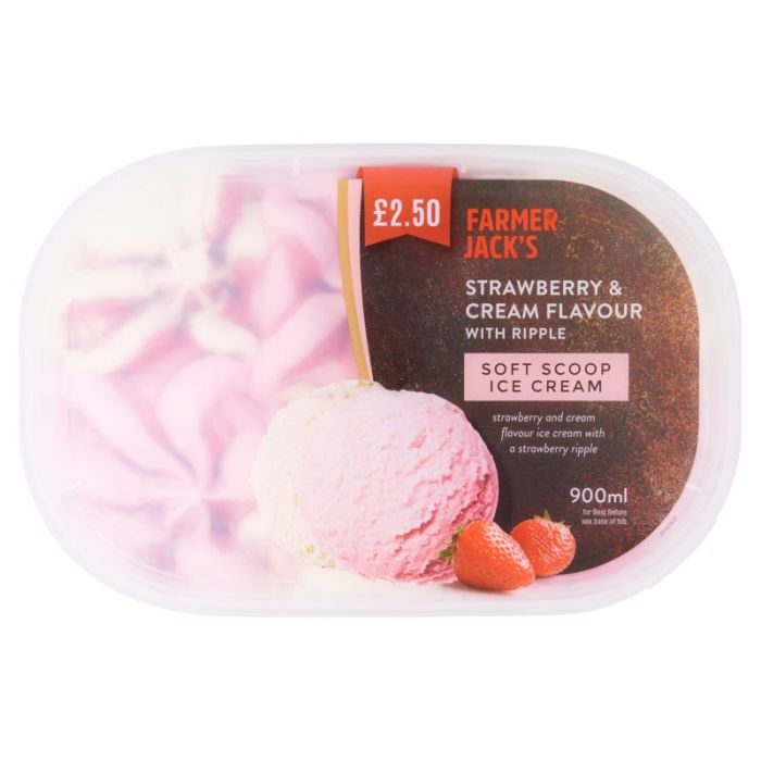Farmer Jack's Strawberry & Cream Ice Cream 900ml