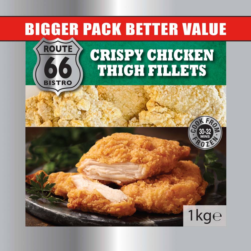 Route 66 Crispy Chicken Thigh Fillets 1kg
