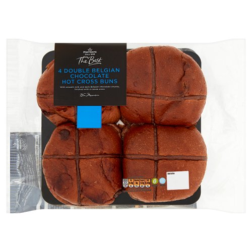 Morrisons The Best Double Chocolate Hot Cross Buns