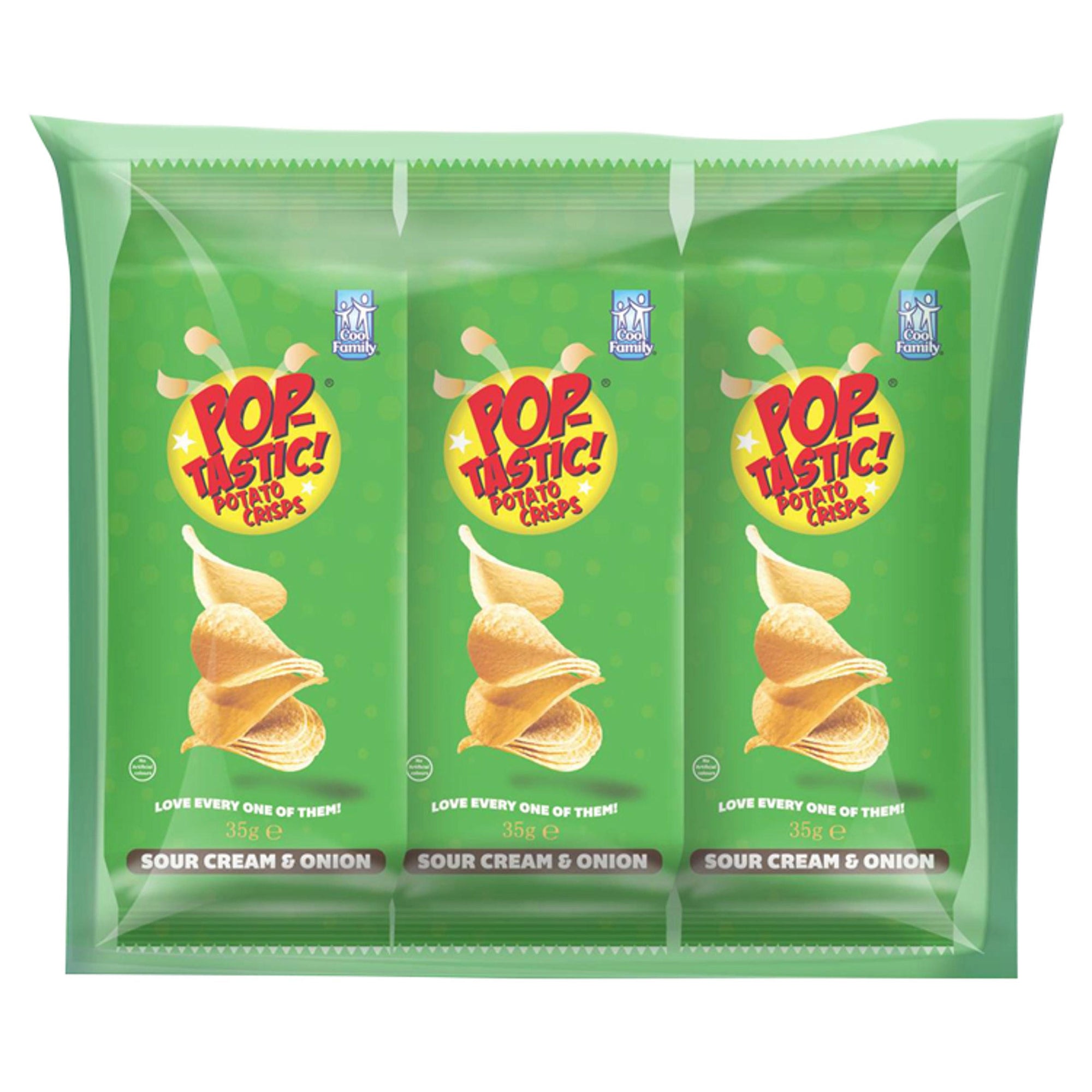 Pop-Tastic Potato Crisps Sour Cream & Onion 3 x 35g