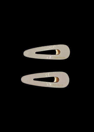 RW Storm - Ivory Oval Acetate Hair Clips