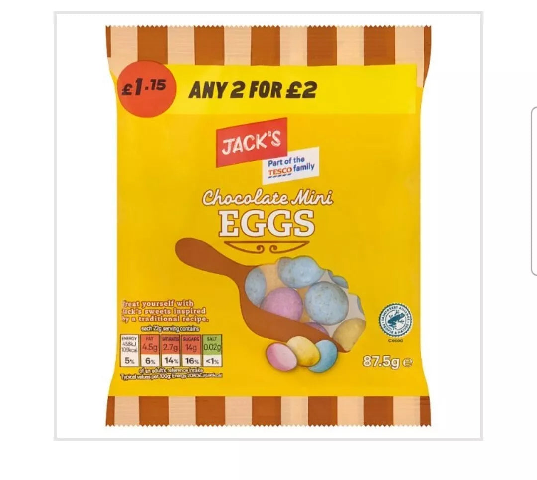 Jack's Chocolate Mini Eggs 87.5g PMP1.15 2F2 +