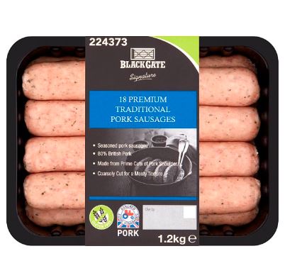 Blackgate Traditional Pork Sausages 18pk 1.2kg