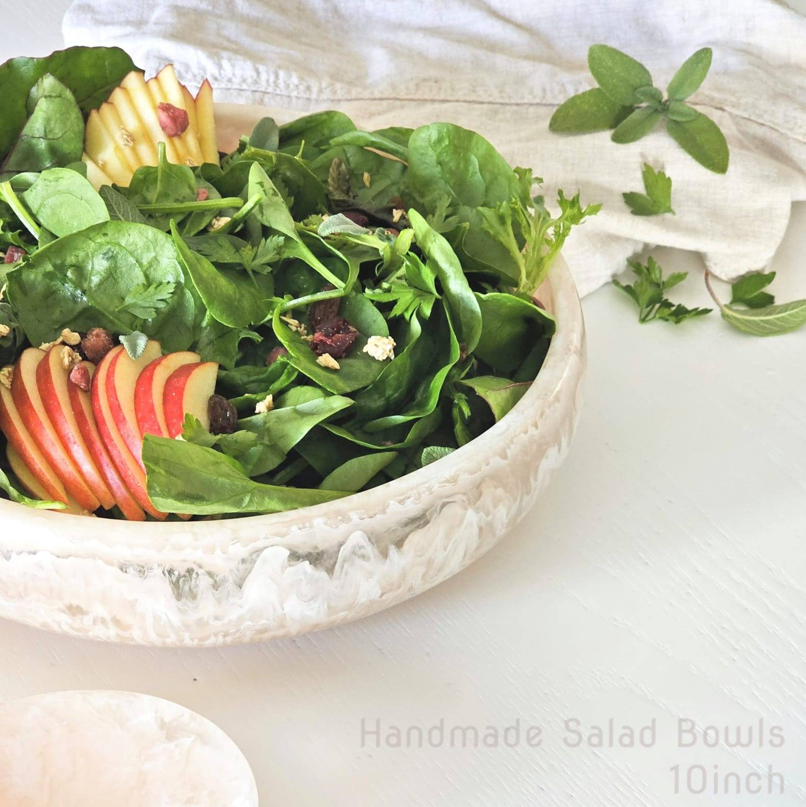 Noble Handmade Salad Bowl White
