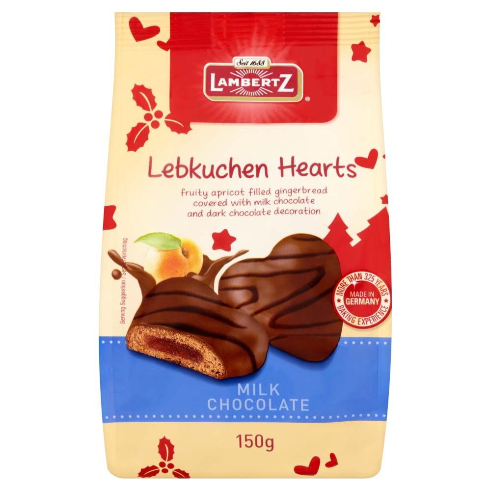 Lambertz Lebkuchen Milk Choc Gingerbread Hearts 150g