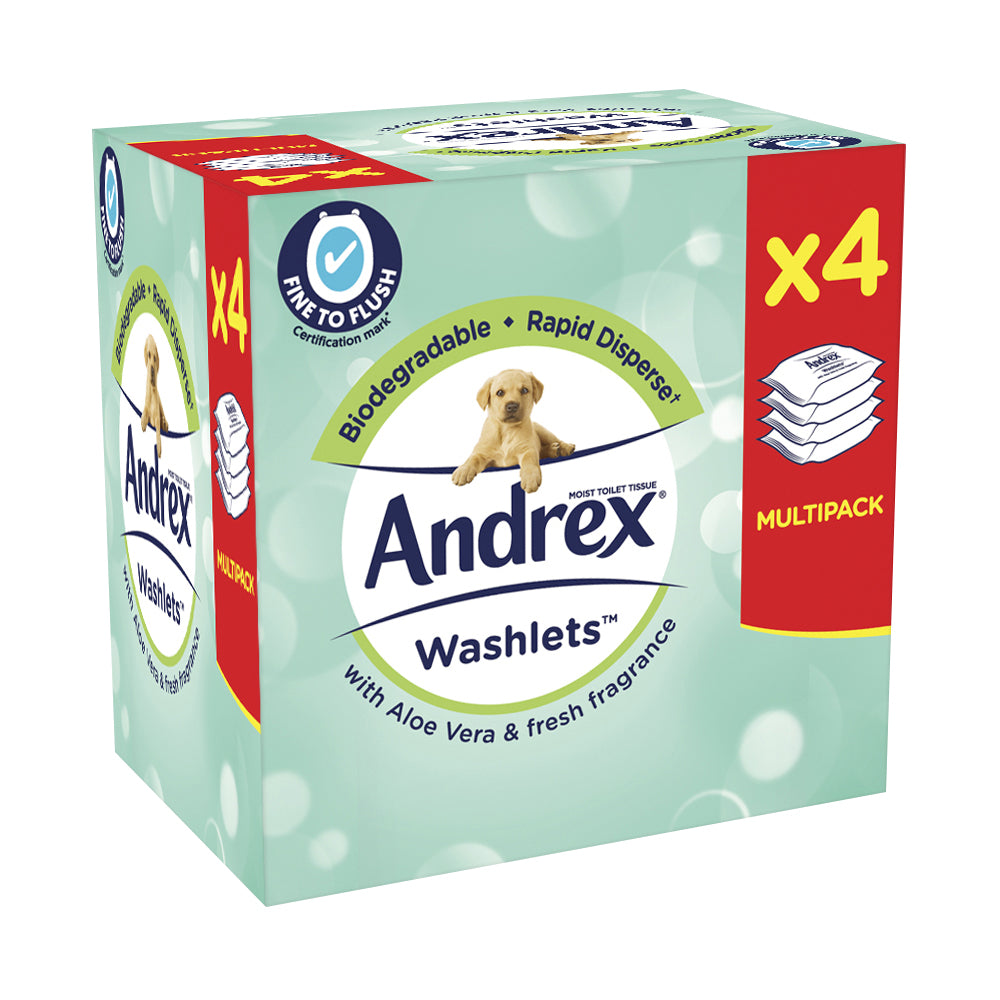 Andrex Washlets - Aloe Vera & Fresh Fragrance 4pk x36