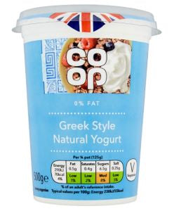 Co Op 0% Greek Style Natural Yogurt 500G