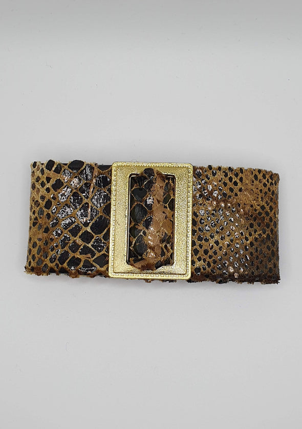 Francesca - Black/Gold Snakeskin Buckle Hair Clip