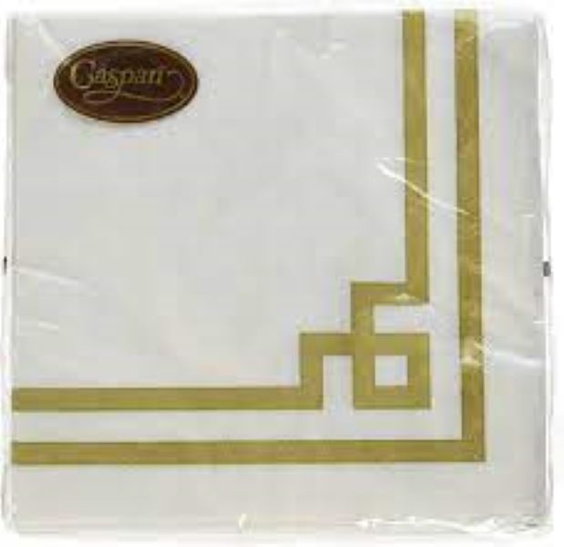 Caspari Rive Gauche Gold & White Lunch Napkins 20pk