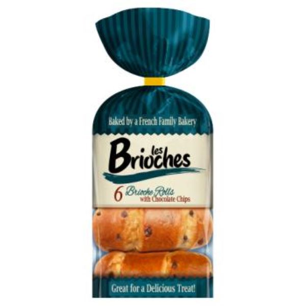 Les Brioches 6 Pack Choc Chip Brioche rolls