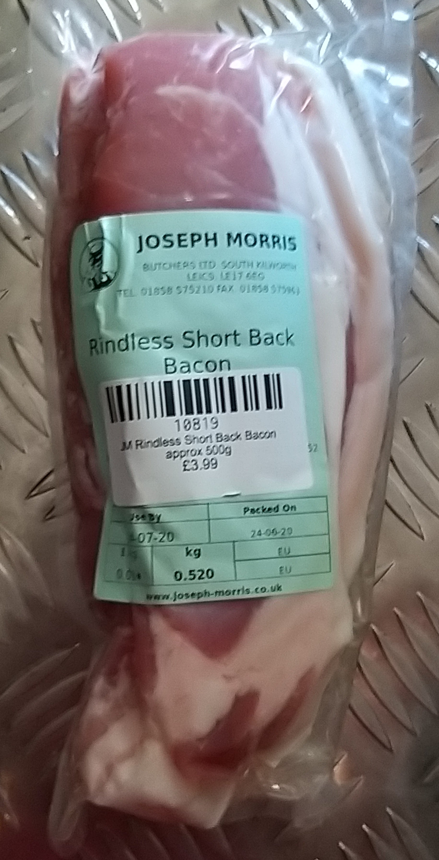 JM Rindless Short Back Bacon (price per kg)