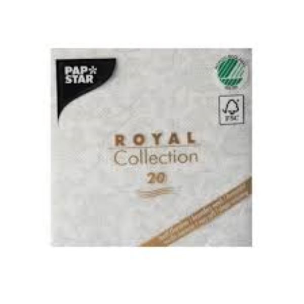 Papstar 25cm Napkins Royal Ornaments White x 20