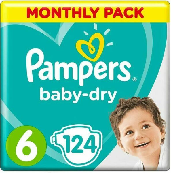 Pampers Nappies Baby Dry Size 6 124pk