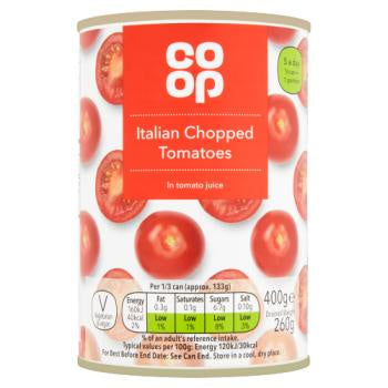 Co Op Italian Chopped tomatoes 400g.