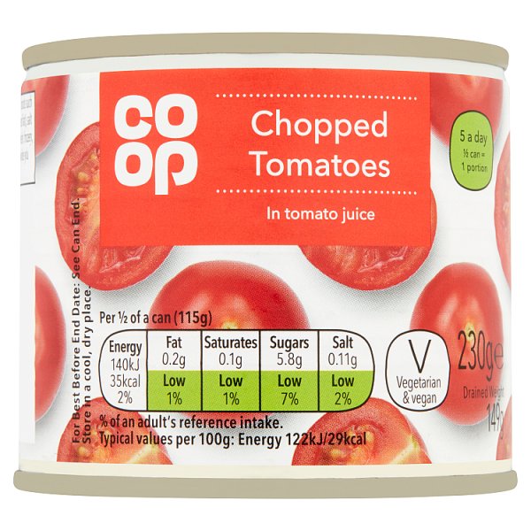 Co Op Chopped Tomatoes in Juice 230g