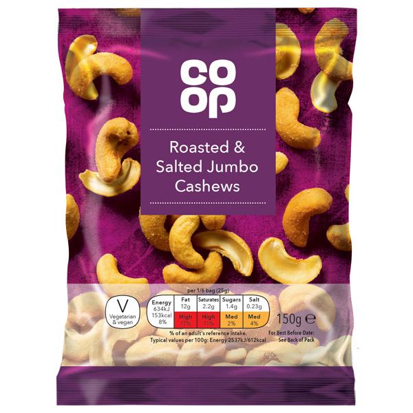 Co Op Roasted & Salted Cashews 150g