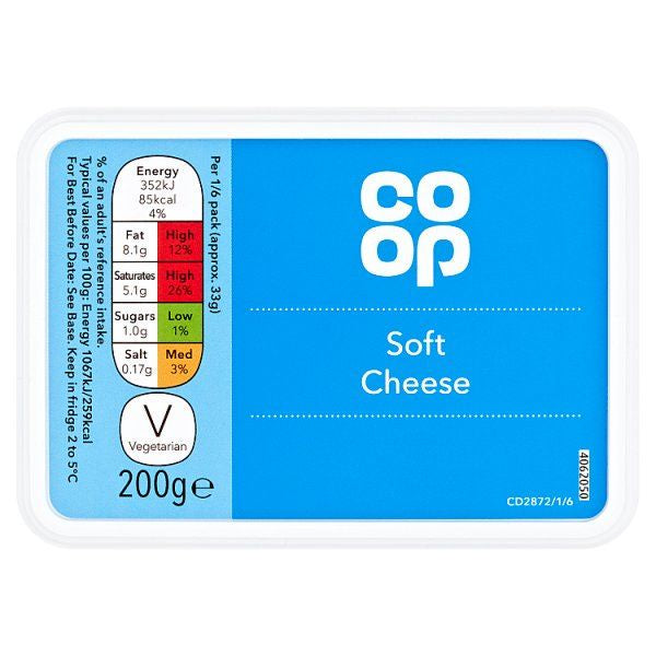 Co Op Natural Full Fat Soft Cheese 200G