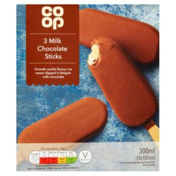 Co Op 3 Milk Choc Sticks 300ML