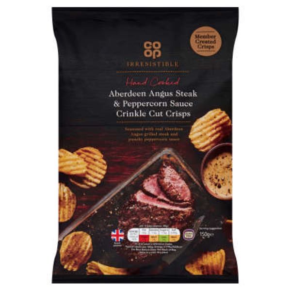 Co Op Irresistible Steak & Peppercorn Crisps 150g