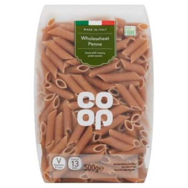 Co Op Whole Wheat Pasta Quills 500g