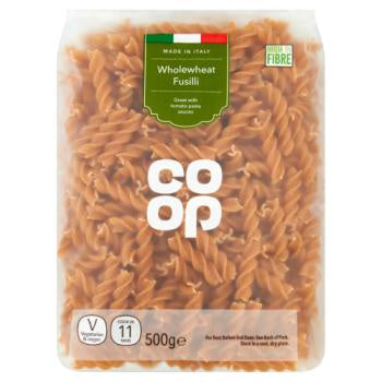 Co Op Whole Wheat Fusilli Pasta Twists 500g