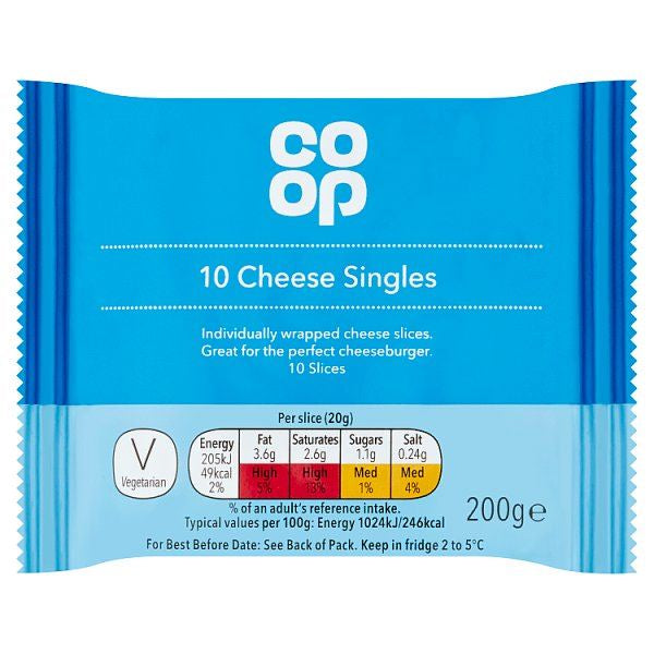 Co Op Cheese Singles x 10