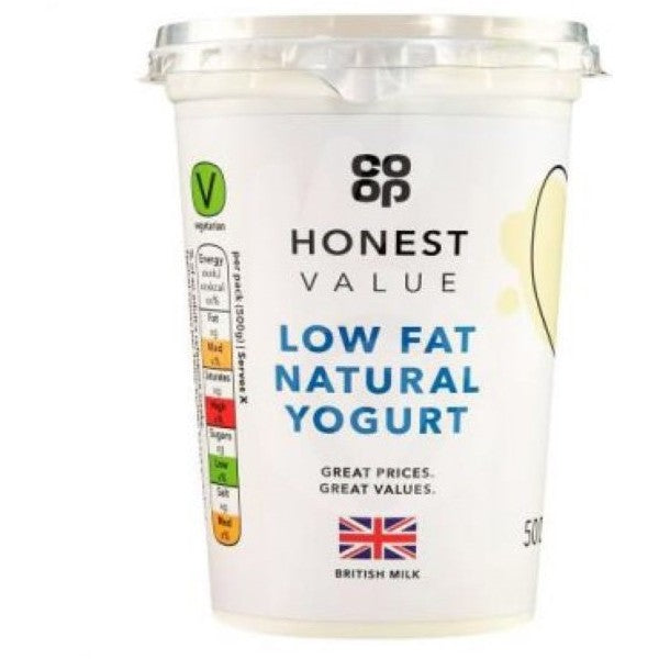Co Op Honest Value Low Fat Natural Yogurt 500g