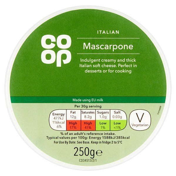 Co Op Mascarpone Cheese 250G