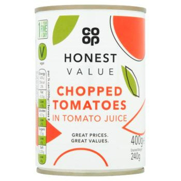 Co op Honest Value Chopped Tomatoes 400g.