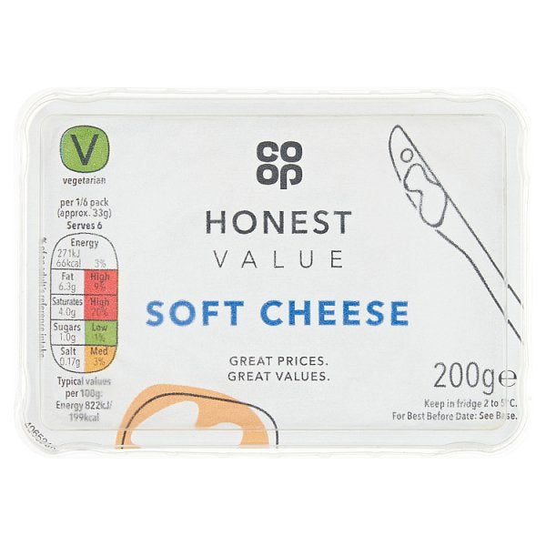 Co Op Honest Value Soft White Cheese 200g