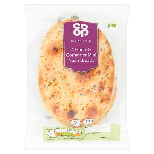 Co Op Garlic & Coriander Mini Naan 4 Pk