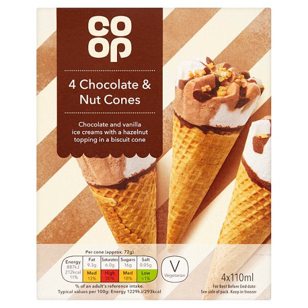 Co Op Choc & Nut Cone x 4