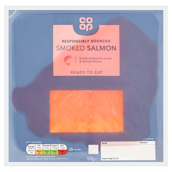 Co Op Smoked Salmon 100g 2F8