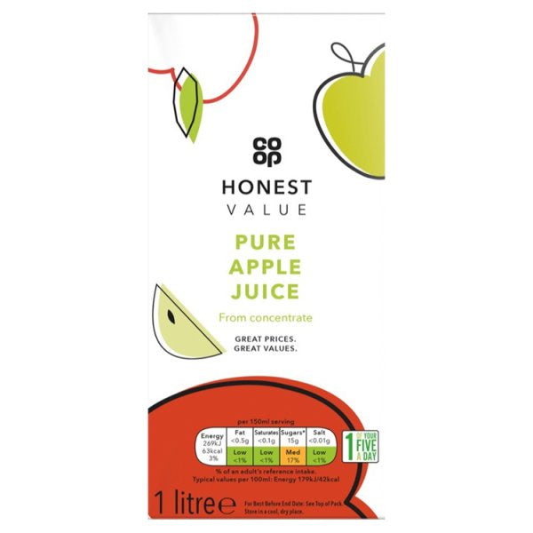 Co Op Honest Value Apple Juice 1L