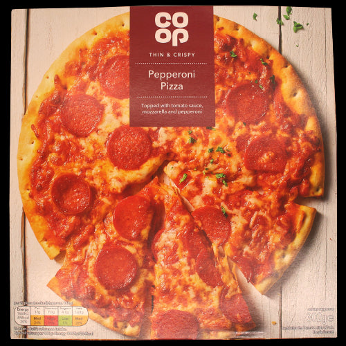 CO OP THIN & CRISPY PEPPERONI PIZZA 302g