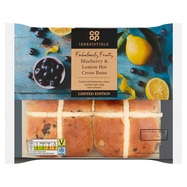 Co Op Irr Blueberry Hot Cross Buns 4 Pk