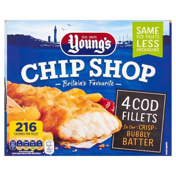 Young's Chip Shop 4 Cod Fillets 400g