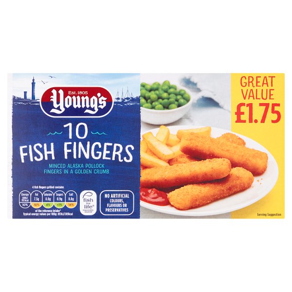 YOUNGS 10 FISH FINGERS PMÂ£1.75