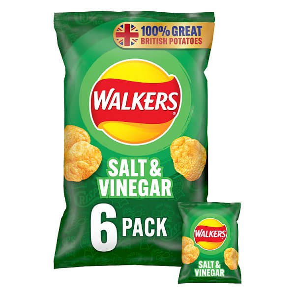 Walkers Crisps Salt Vinegar 6 x 25g
