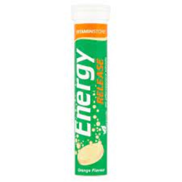 Energy Release Effervescent Tablets 20 Orange Flavour.