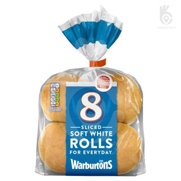 Warburtons Sliced White Rolls Pack 8