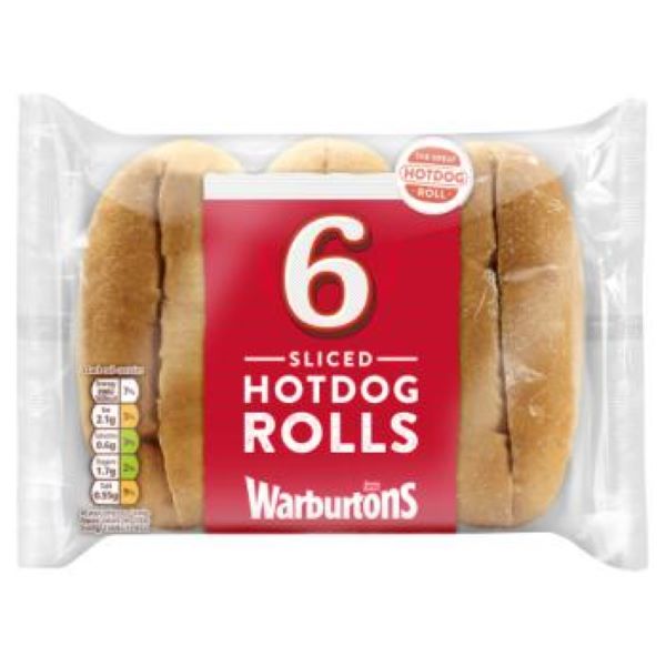 Warburtons Hot Dog Rolls 6 Pack
