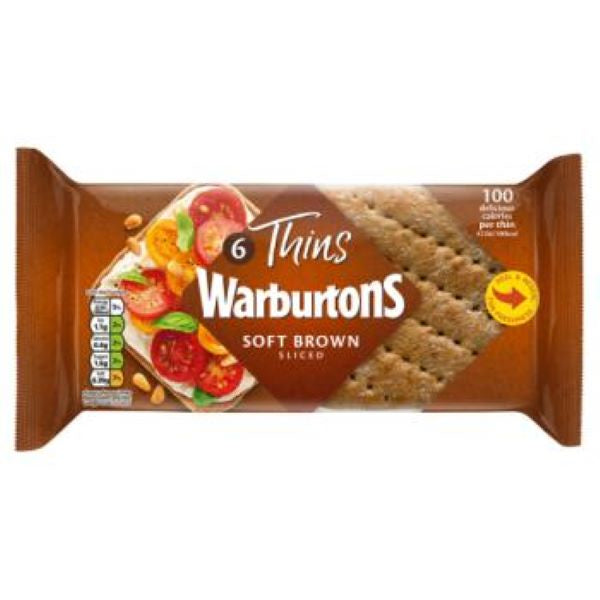 Warburtons Brown Sandwich Thins 6 Pack