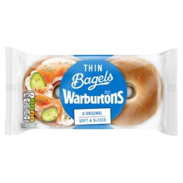 Warburtons 6 Plain Thin Bagels
