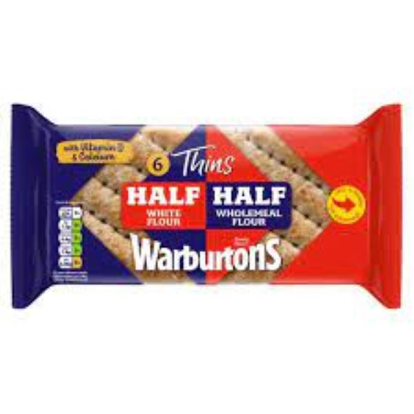 Warburtons Half & Half Thins 6 Pack