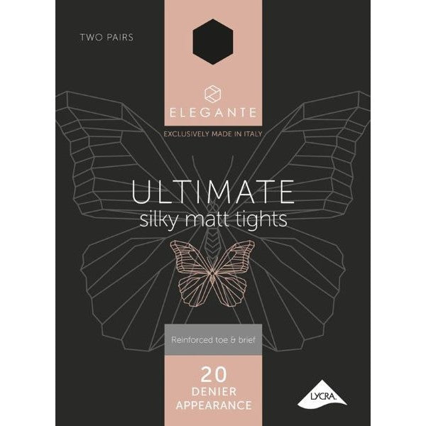 Elegante Ultimate Silky Matt Tights 2PP - Black - Medium