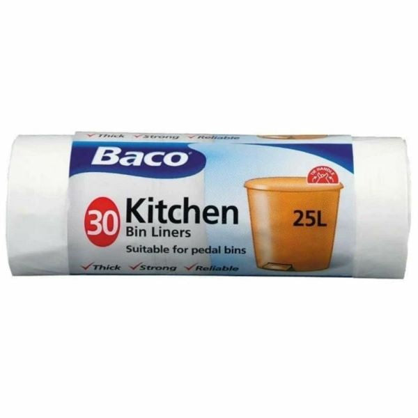 Baco Tie Handle 25L Bin Liners x 30